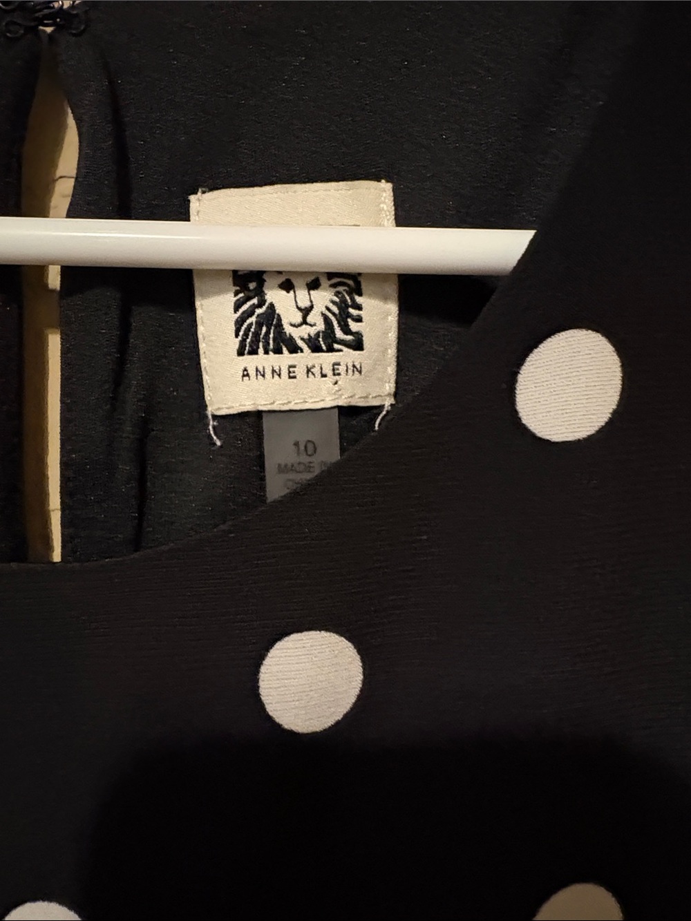 Anne Klein Black Dress with White Polka Dots